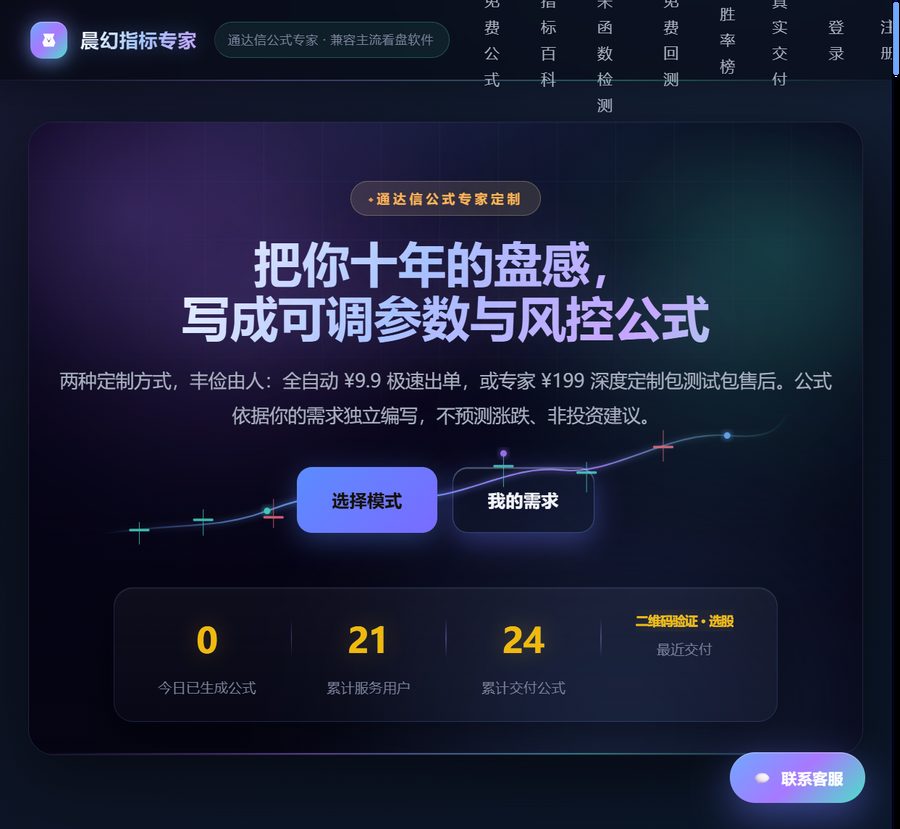 晨幻指标专家 通达信公式定制平台真实界面